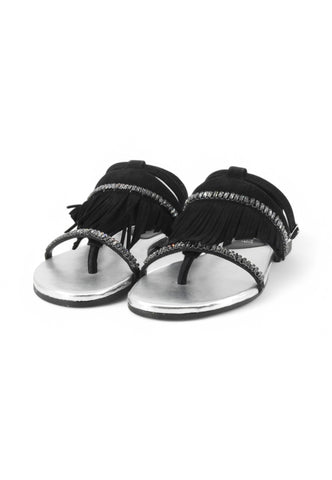 CAFE NOIR Sandali Infradito Donna Nero Frange Pietre C1GG5552-PE25-N078