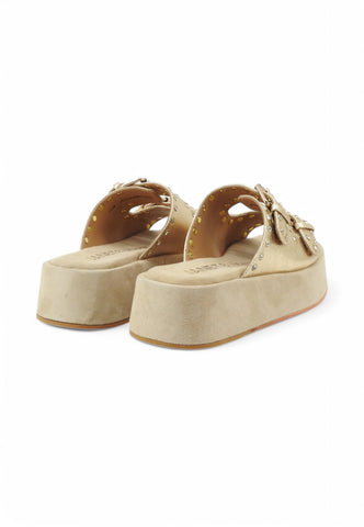 JANET Ciabatte Zeppe Donna Oro Beige Pietre J-122-PE25-J116