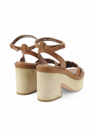 JANET Sandali Zeppe Donna Marrone J-152-PE25-J169