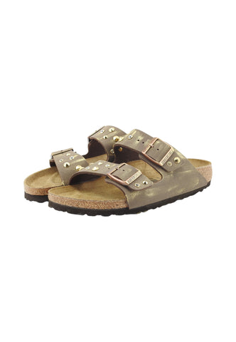 CUSTOM / BIRKENSTOCK Ciabatta Borchie Marrone Gold 151183-PE25