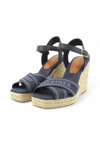 TOMMY HILFIGER Sandali Zeppa Donna Blu Beige FW0FW08668DW6-PE25