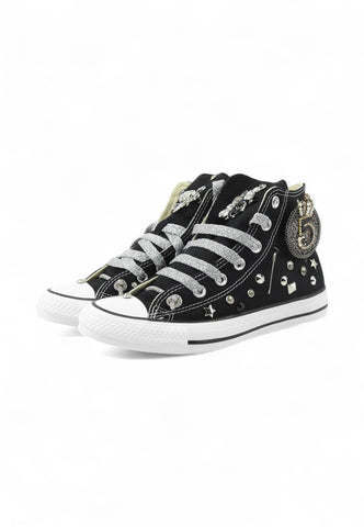 CUSTOM / CONVERSE Sneakers Personalizzate Borchie Spille Nero Argento 560845C-PE25