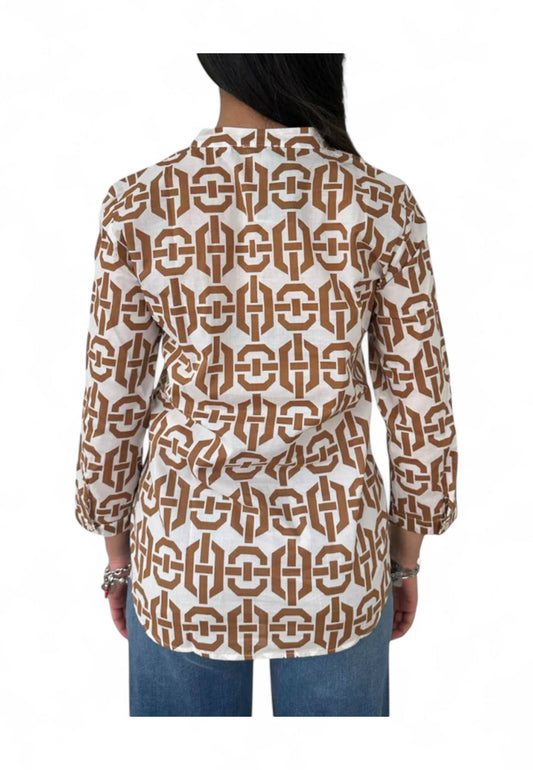 EMME MARELLA Camicia Donna Bianco Marrone ACCOLTO-PE25-002