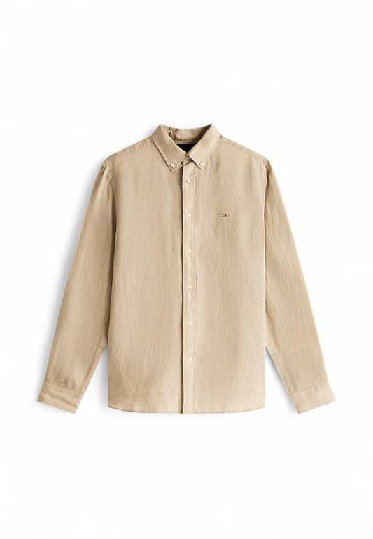 TOMMY HILFIGER Camicia Lino Uomo Beige MW0MW34602RBT-PE25