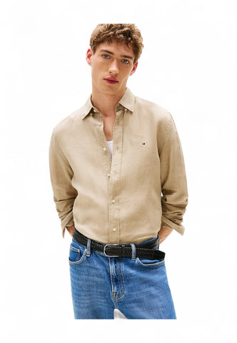 TOMMY HILFIGER Camicia Lino Uomo Beige MW0MW34602RBT-PE25