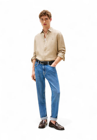 TOMMY HILFIGER Camicia Lino Uomo Beige MW0MW34602RBT-PE25