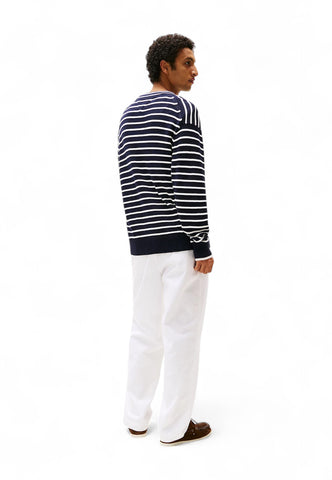 TOMMY HILFIGER Maglione Uomo Bianco Blu MW0MW389440A4-PE25