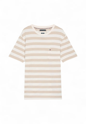 TOMMY HILFIGER T-Shirt Uomo Bianco Beige MW0MW372830FA-PE25