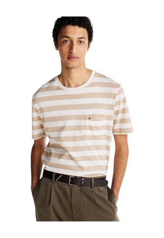 TOMMY HILFIGER T-Shirt Uomo Bianco Beige MW0MW372830FA-PE25