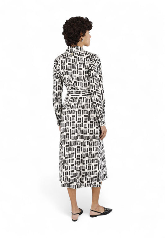 CAFE NOIR Abito Lungo Donna Bianco Nero C7JA0248-PE25-S064