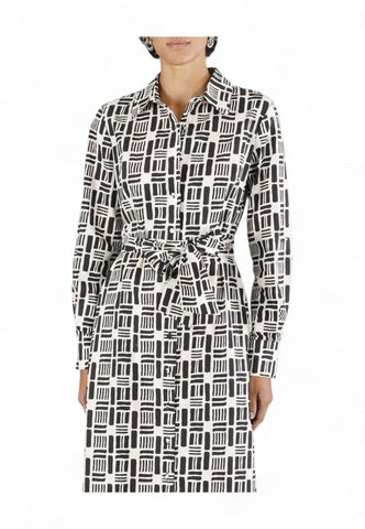 CAFE NOIR Abito Lungo Donna Bianco Nero C7JA0248-PE25-S064