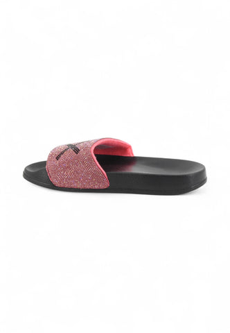 SUN68 Ciabatte Donna Nero Rosa Strass X35205-PE25-1162