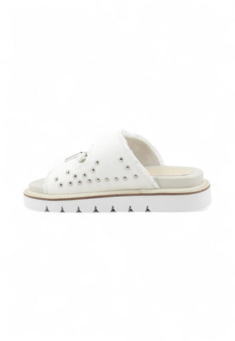 CAFENOIR Ciabatte Donna Bianco Denim Borchie C1GM9101-PE25-W001