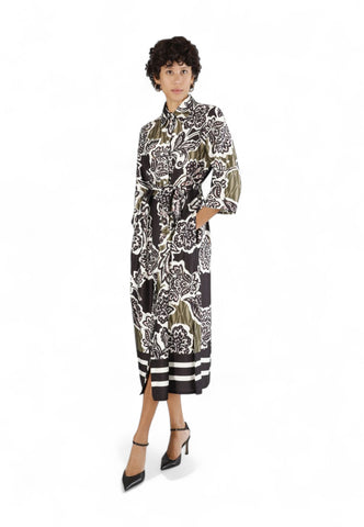 CAFENOIR  Abito Lungo Donna Fantasia Nero Verde C7JA0235-PE25-S042