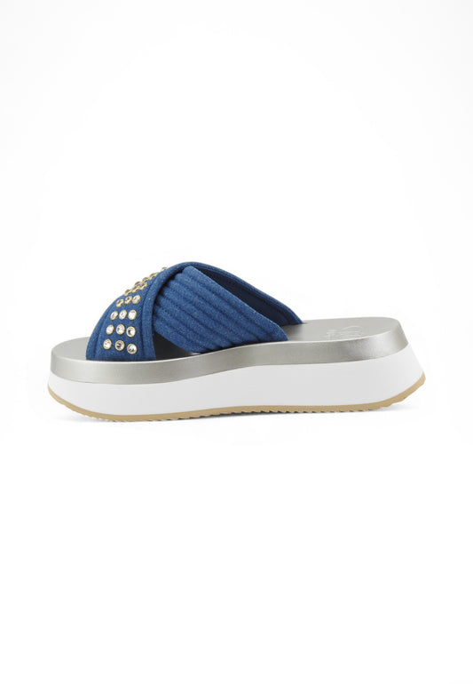 LIU JO Ciabatte Donna Blu Denim Strass BA5091TX474S3206-PE25