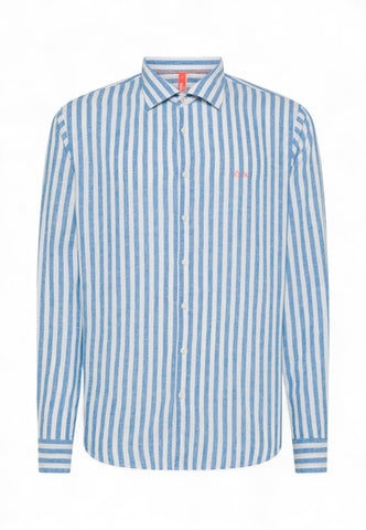 SUN68 Camicia Uomo Azzurro Bianco S35122-PE25-1201