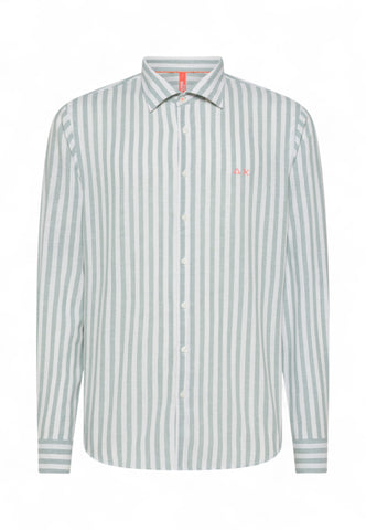 SUN68 Camicia Uomo Verde Bianco S35122-PE25-3801