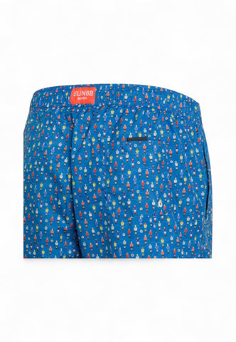 SUN68 Costume Uomo Azzurro Calcetto Fantasia H35111-PE25-5801