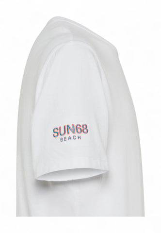 SUN68 T-Shirt Uomo Bianco Arancione T35140-PE25-01