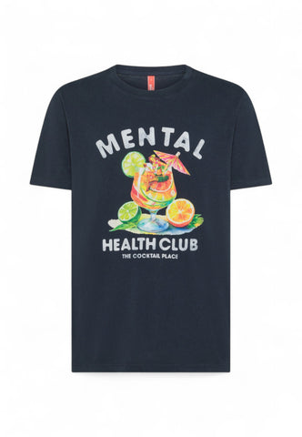 SUN68 T-Shirt Uomo Blu Stampa T35142-PE25-07