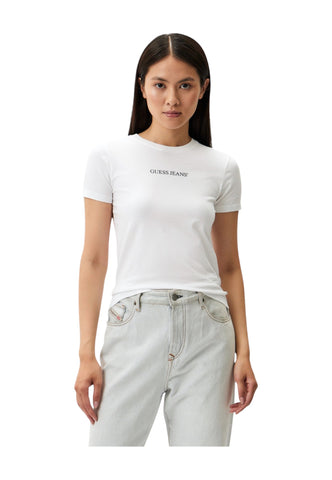 GUESS T-Shirt Donna Bianco Nero W4YI01J1314-PE25-G011