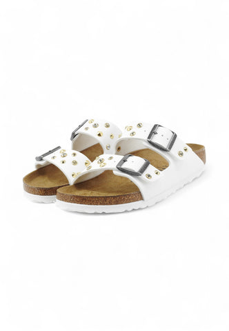 CUSTOM / BIRKENSTOCK Ciabatta Borchie + Gioielli Bianco 552683-PE25