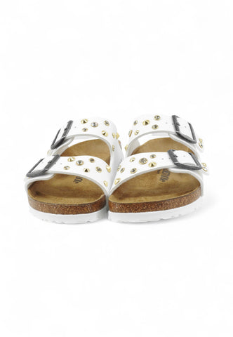 CUSTOM / BIRKENSTOCK Ciabatta Borchie + Gioielli Bianco 552683-PE25