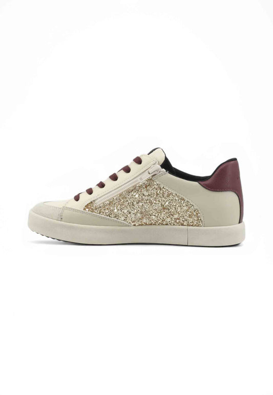 GEOX Sneakers Donna Beige Bordeaux Glitter D466HI054EW-AI26-C1S7V