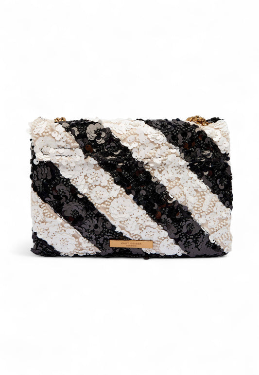 KURT GEIGER Borsa Tracolla Donna Nero Bianco Paillettes 4700101779-AI26