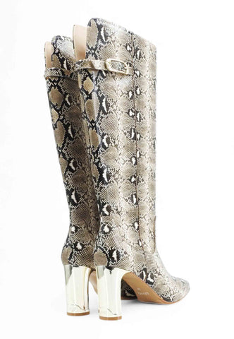 LIU JO Stivali Tacco Donna Animalier Beige Marrone SF5019EX005S1856-AI26