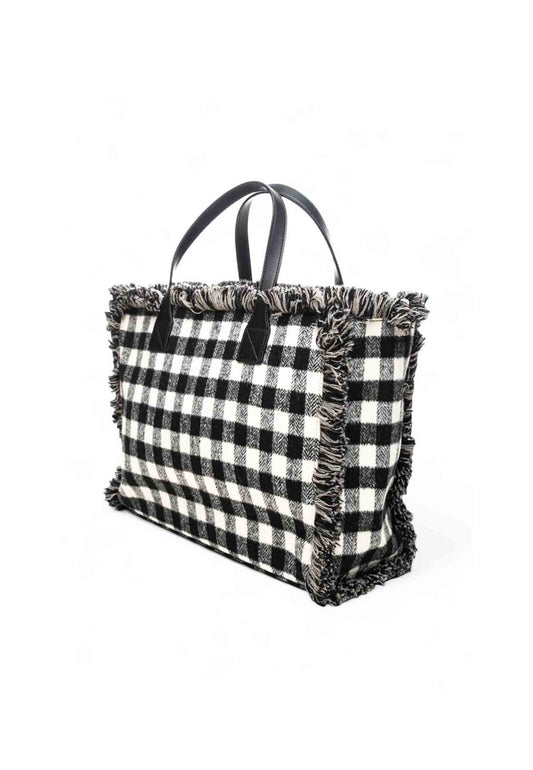 SUN68 Borsa A Mano Donna Nero Bianco Frange X45213-AI26-11