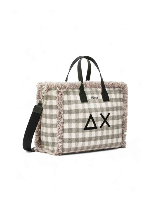 SUN68 Borsa A Mano Donna Grigio Bianco Frange X45213-AI26-34