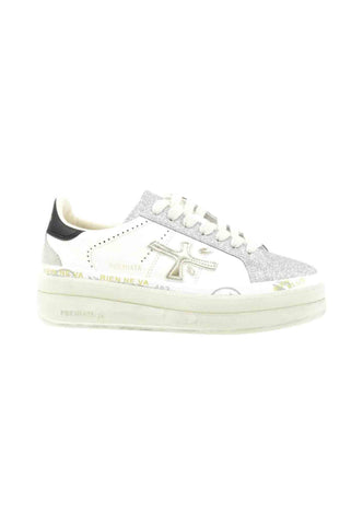 PREMIATA Sneakers Donna Bianco Argento Glitter CLAUDIA-AI26-VAR 7756