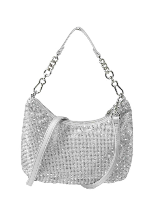 JUICY COUTURE Borsa Tracolla Donna Argento Nero Strass BIJ1M9005WPO902-AI26-902