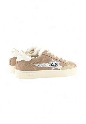 SUN68 Sneakers Donna Beige Argento Glitter Z45233-AI26-77