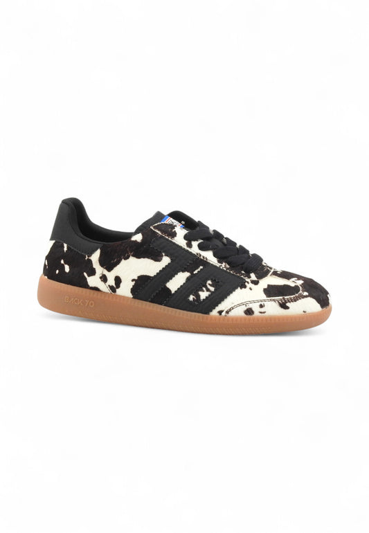 BACK70 Sneakers Donna Nero Bianco Animalier 108005-000118-AI26