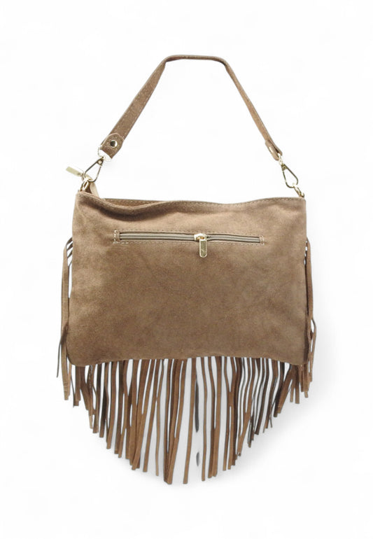 VIA MILANO 21 Isabel Borsa A Spalla Donna Beige Frange ISABELMTO-AI26