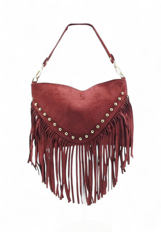 VIA MILANO 21 Isabel Borsa A Spalla Donna Bordeaux Frange ISABELBO-AI26