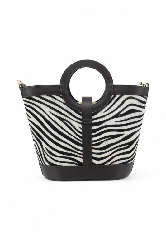 VIA MILANO Greta Borsa A Mano Donna Marrone Nero Bianco Animalier GRETAMNB-AI26