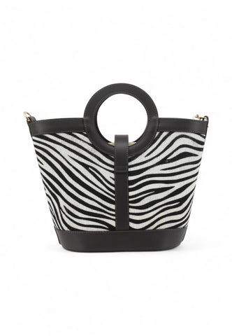 VIA MILANO Greta Borsa A Mano Donna Marrone Nero Bianco Animalier GRETAMNB-AI26