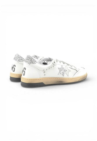 2STARS Sneakers Donna Bianco Argento Glitter Borchie 2SD5028_064-PE26-064