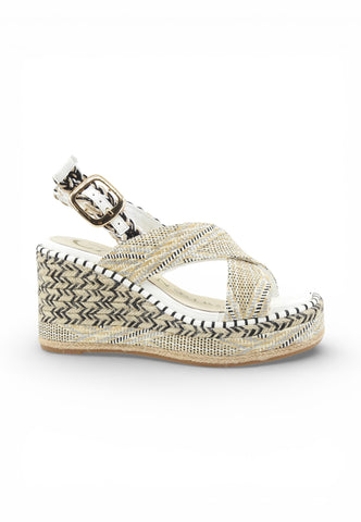CAFE NOIR Sandali Zeppa Donna Bianco Multicolor C1GB9600-PE26-W005