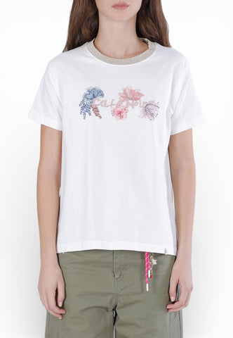 CAFE NOIR T-Shirt Donna Bianco Fiori C7JT0267-PE26-W022