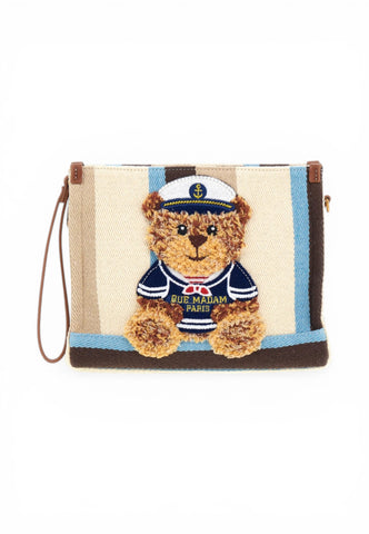 RUE MADAM Borsa Pochette Donna Bianco Marrone Azzurro 1544-PE26-MULTIBROWN