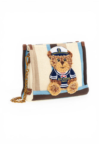 RUE MADAM Borsa Pochette Donna Bianco Marrone Azzurro 1544-PE26-MULTIBROWN