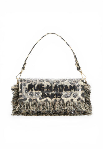 RUE MADAM Borsa A Spalla Donna Beige Nero Animalier Strass 1530-PE26-LEOPARD