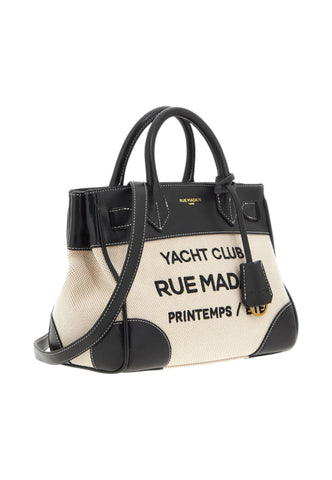 RUE MADAM Borsa A Mano Donna Bianco Nero 1557-PE26-CANVASBLACK