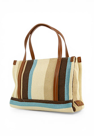RUE MADAM Borsa A Mano Donna Bianco Marrone Azzurro 1543-PE26-MULTIBROWN