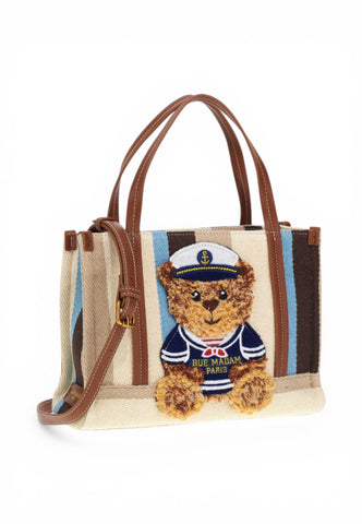 RUE MADAM Borsa A Mano Donna Bianco Marrone Azzurro 1543-PE26-MULTIBROWN