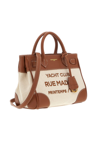 RUE MADAM Borsa A Mano Donna Bianco Marrone 1557-PE26-CANVASBROWN